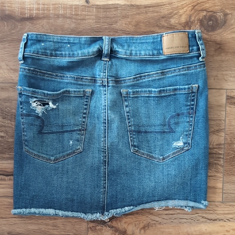 American Eagle Outfitters Blue Distressed Denim Mini Skirt - Picture 4 of 5